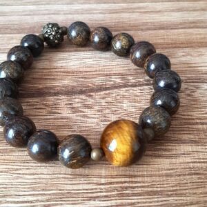 Bronzite & Tiger Eye Beaded Stretch Bracelet